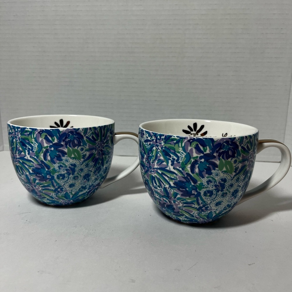 Lilly Pulitzer 
12 Ounce Blue Ceramic Coffee Mugs